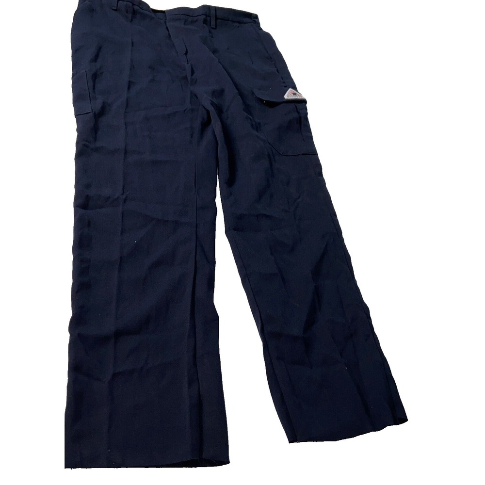 Bulwark mens FR Cargo Pants 42x36 Unhemmed Navy Military